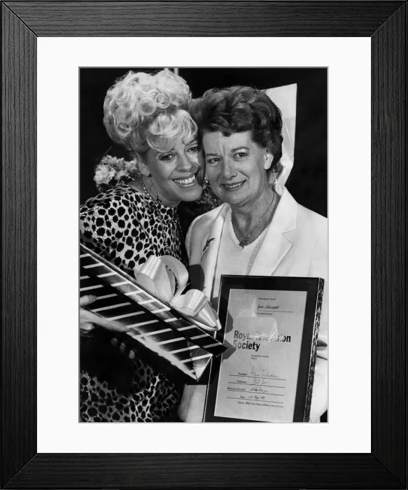 Framed Print : Jean Alexander and Julie Goodyear. May 1985 Framed Print : Jean Alexander and Julie Goodyear. May 1985