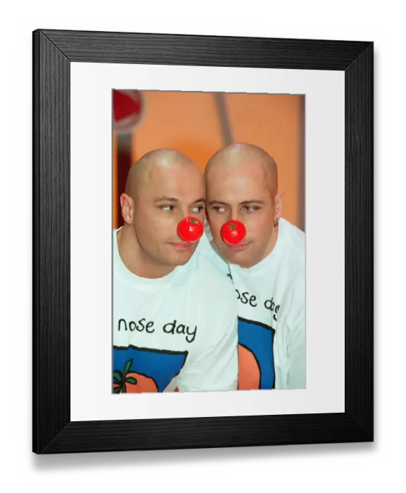 Framed Print : Fred Fairbrass and his brother Richard of Right Said Fred filming Comic Relief filming