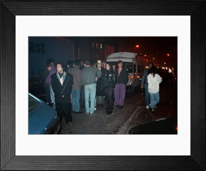 Framed Print : Acid House music fans gather for a party. 10th November 1988