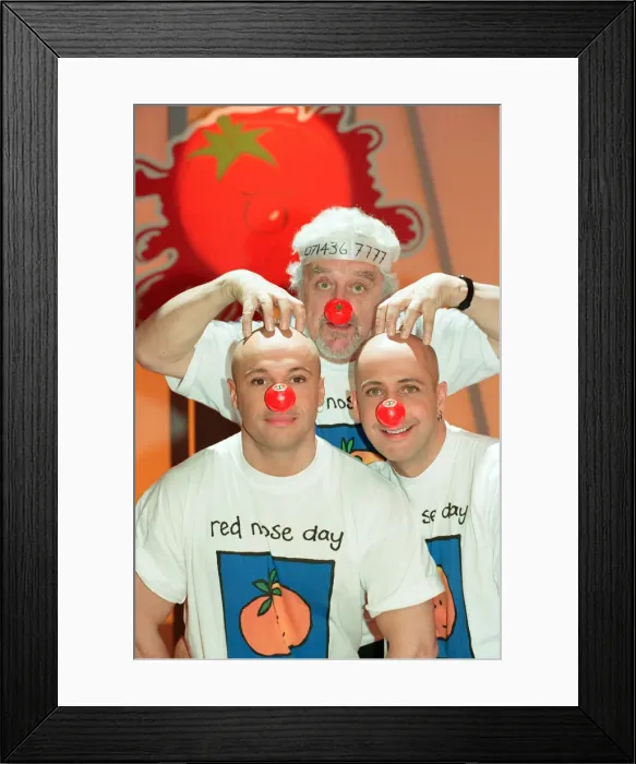 Framed Print : Fred Fairbrass and his brother Richard of Right Said Fred filming Comic Relief filming