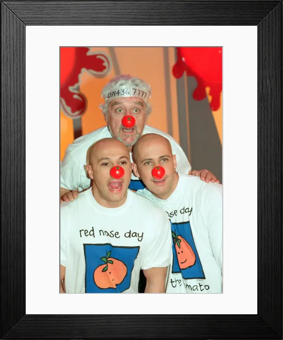 Framed Print : Fred Fairbrass and his brother Richard of Right Said Fred filming Comic Relief filming