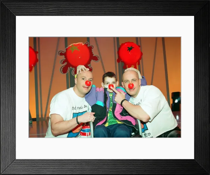 Framed Print : Fred Fairbrass and his brother Richard of Right Said Fred filming Comic Relief filming Framed Print : Fred Fairbrass and his brother Richard of Right Said Fred filming Comic Relief filming