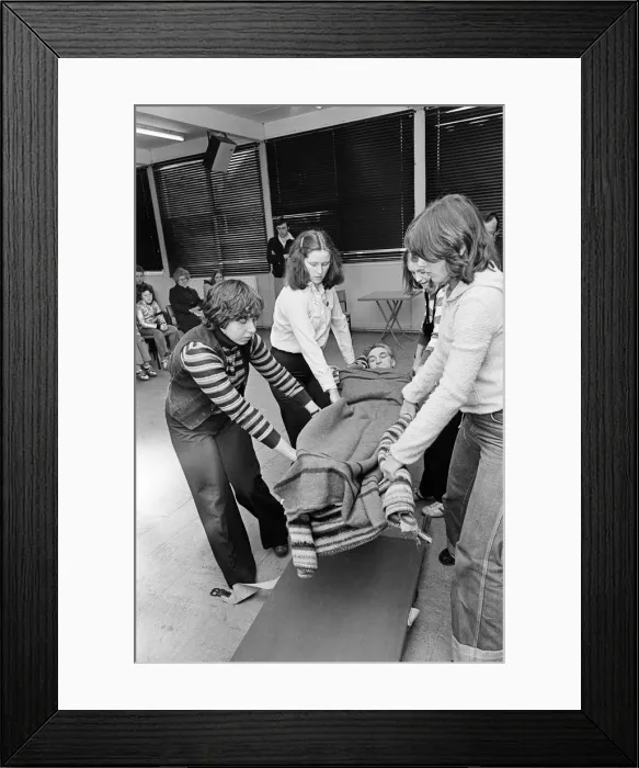 Framed Print : St Johns Ambulance First Aid Training, 10th February 1979