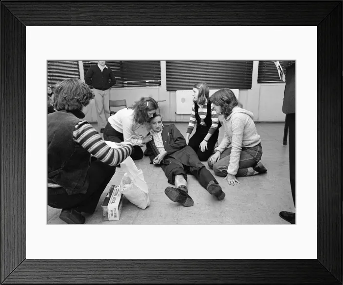 Framed Print : St Johns Ambulance First Aid Training, 10th February 1979