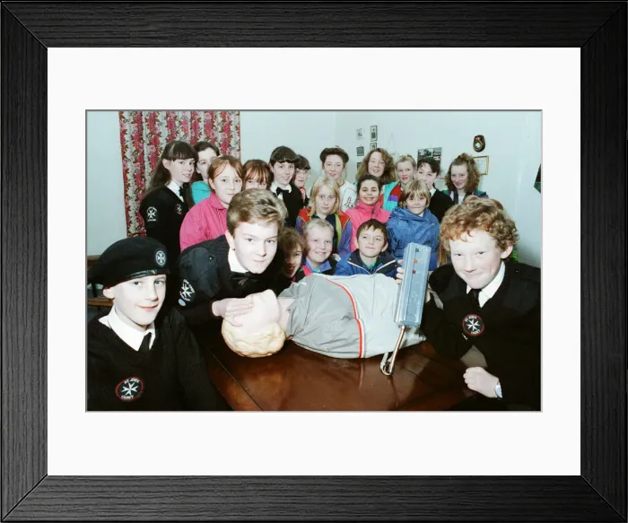 Framed Print : St Johns Ambulance Cadet Division in Easton receive a resuscitation unit during a Framed Print : St Johns Ambulance Cadet Division in Easton receive a resuscitation unit during a