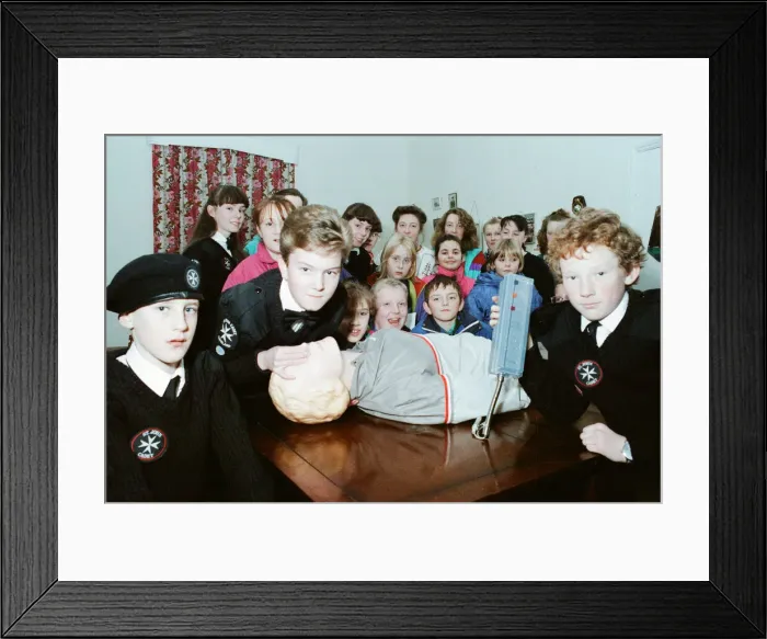 Framed Print : St Johns Ambulance Cadet Division in Easton receive a resuscitation unit during a