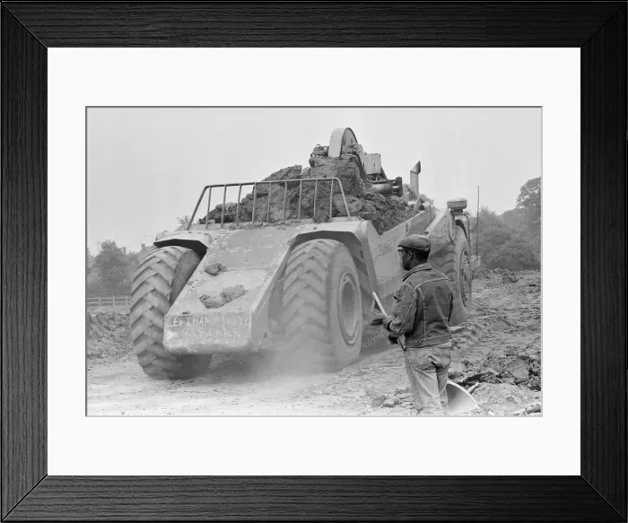 Framed Print : M4 Motorway Construction June 1970. Junction 10, Winnersh, Wokingham