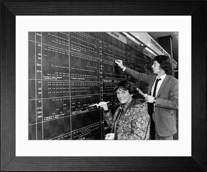Framed Print : Middlesbrough Bus Station, Teesside, 1st October 1982. End Wakefield, technical assistant Framed Print : Middlesbrough Bus Station, Teesside, 1st October 1982. End Wakefield, technical assistant