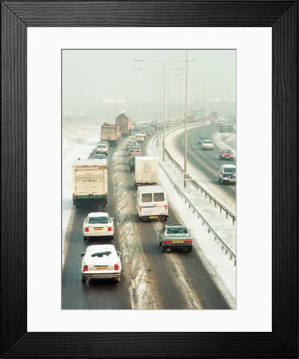 Framed Print : Snow Scenes, A19 Motorway, Teesside, 22nd February 1994 Framed Print : Snow Scenes, A19 Motorway, Teesside, 22nd February 1994
