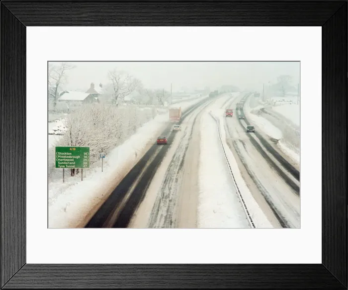 Framed Print : Snow Scenes, A19 Motorway, Teesside, 22nd February 1994 Framed Print : Snow Scenes, A19 Motorway, Teesside, 22nd February 1994