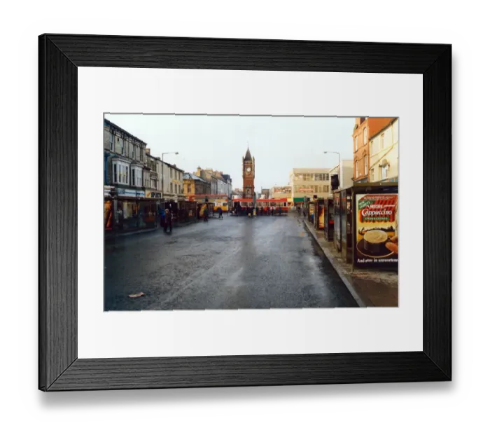 Framed Print : View of the new pedestrianisation of Redcar High Street that is causing so much concern