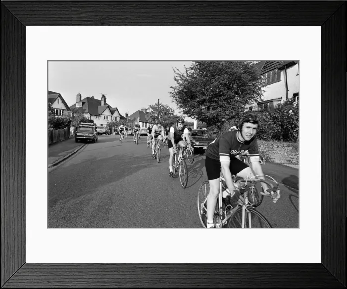 Framed Print : Cycling club in Reading, Berkshire. 11th August 1974 Framed Print : Cycling club in Reading, Berkshire. 11th August 1974