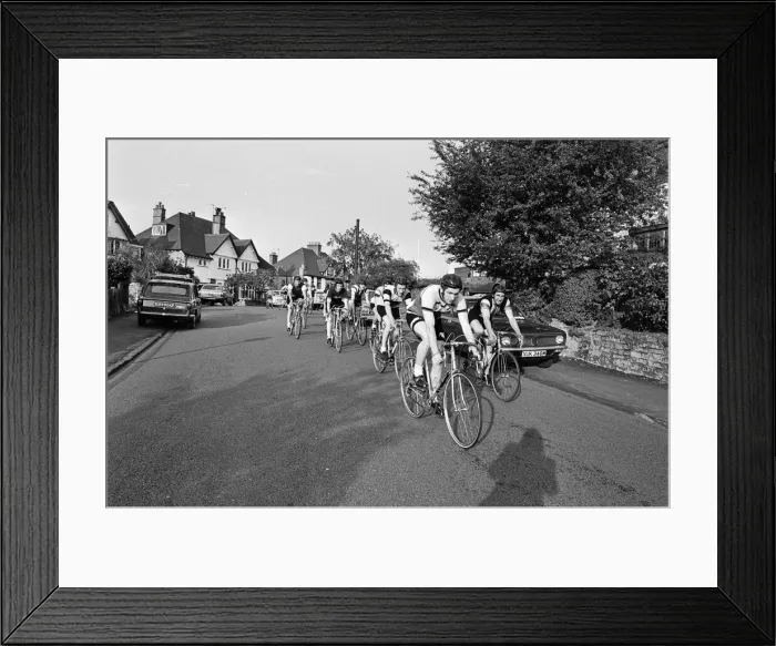Framed Print : Cycling club in Reading, Berkshire. 11th August 1974
