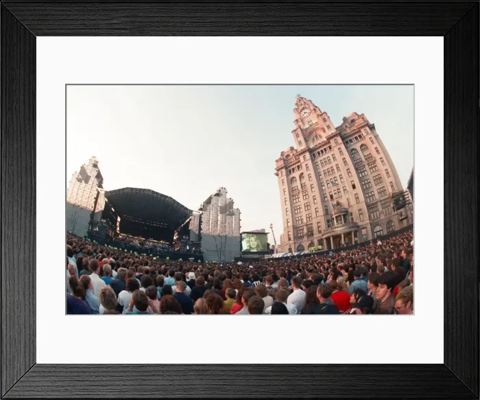 Framed Print : John Lennon Memorial Concert held at Pier Head, Liverpool. 5th May 1990 Framed Print : John Lennon Memorial Concert held at Pier Head, Liverpool. 5th May 1990