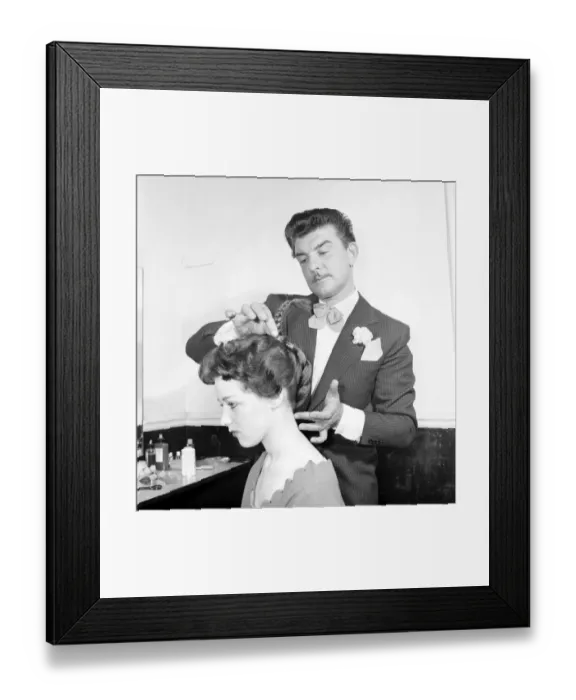 Framed Print : Fashion: Hair styles by Raymond. April 1956 B475-003 Framed Print : Fashion: Hair styles by Raymond. April 1956 B475-003