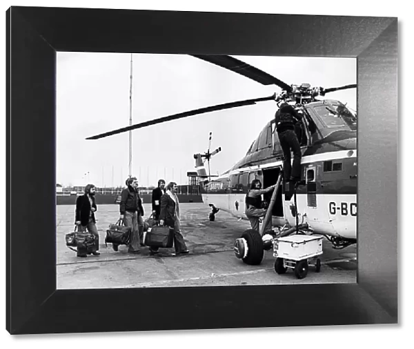 Oil men leaving Teesside Airport. 13th April 1978