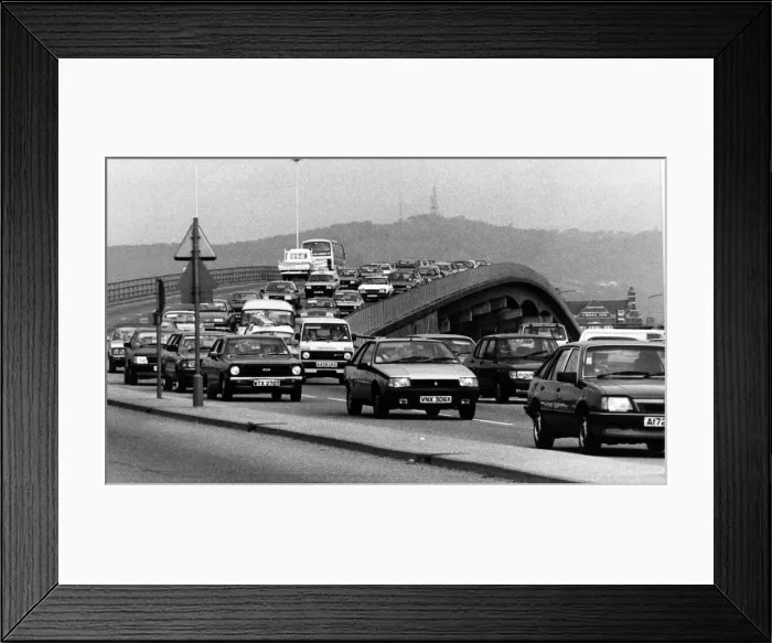 Framed Print : Traffic at the Gabalfa Flyover, Wales, 29th October 1985 Framed Print : Traffic at the Gabalfa Flyover, Wales, 29th October 1985