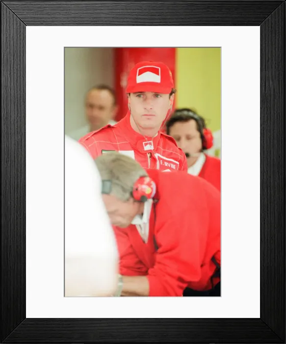 Framed Print : Eddie Irvine, Ferrari Motor Racing Driver, pictured at Qualifying session