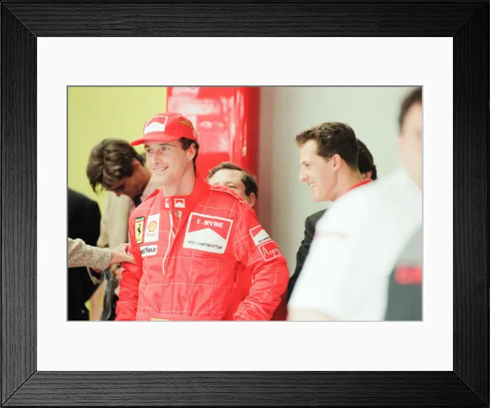 Framed Print : Eddie Irvine & Michael Schumacher, Ferrari Motor Racing Drivers Framed Print : Eddie Irvine & Michael Schumacher, Ferrari Motor Racing Drivers