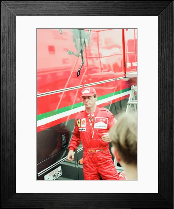 Framed Print : Eddie Irvine, Ferrari Motor Racing Driver, pictured at Qualifying session