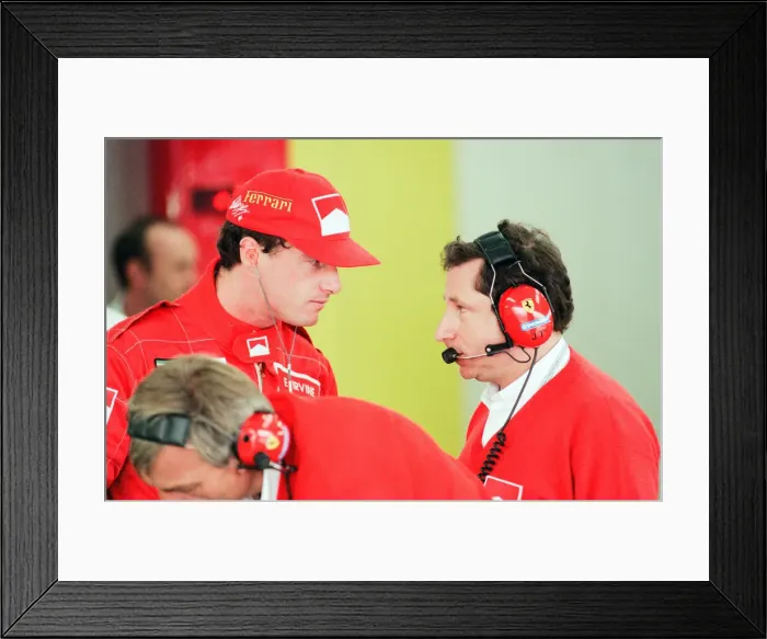 Framed Print : Eddie Irvine, Ferrari Motor Racing Driver, pictured at Qualifying session Framed Print : Eddie Irvine, Ferrari Motor Racing Driver, pictured at Qualifying session