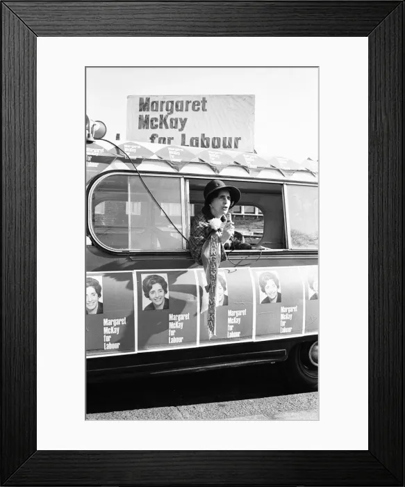 Framed Print : Labour MP Margaret McKay has bought an ice cream van from which to canvass her Framed Print : Labour MP Margaret McKay has bought an ice cream van from which to canvass her