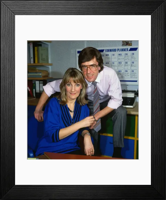 Framed Print : John Stapleton television presenter January 1987 with wife Lynn Faulds Wood