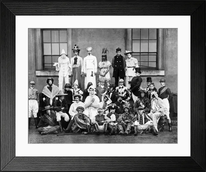 Framed Print : Winston Churchill dressed as Pierrot as he joins in with the fun Framed Print : Winston Churchill dressed as Pierrot as he joins in with the fun