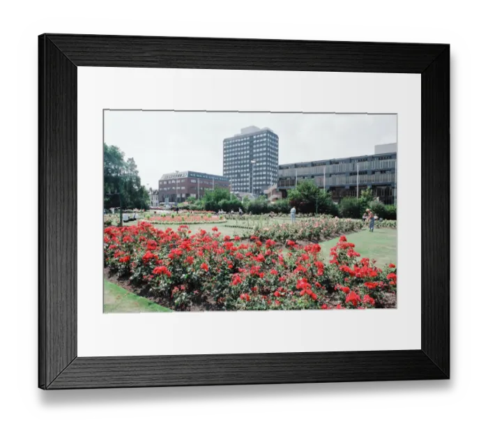 Framed Print : Buildings in Middlesbrough, St James House (left), Church House (centre