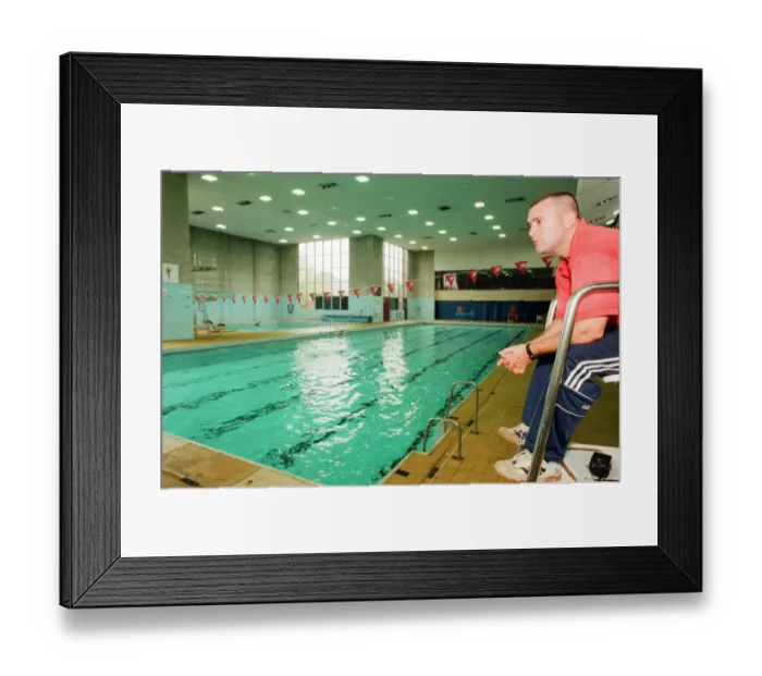 Framed Print : Stockton Baths, Stockton, 30th September 1998. Lifeguard