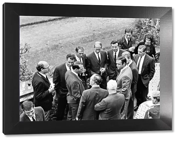 England footballers and manager Alf Ramsey meeting actor Sean Connery during the visit