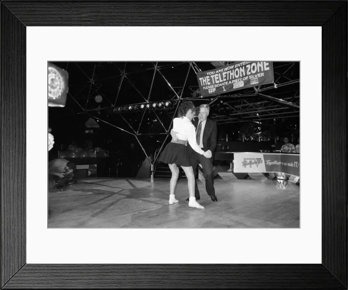 Framed Print : Labour Deputy Leader Roy Hattersley dances the Lambada with champion Jane Mytton