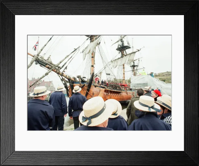 Framed Print : Replica of HMS Endeavour, Whitby, North Yorkshire, England, 21st October 1997 Framed Print : Replica of HMS Endeavour, Whitby, North Yorkshire, England, 21st October 1997