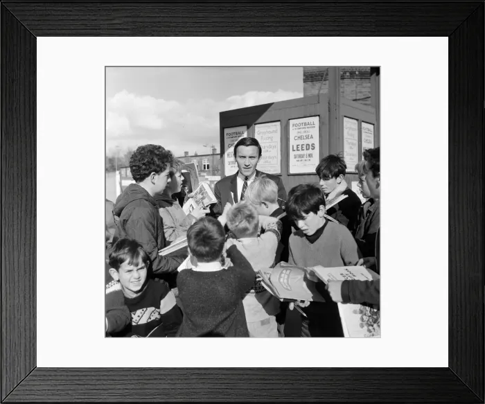 Framed Print : Chelseas transfer listed centre forward Barry Bridges surrounded by autograph Framed Print : Chelseas transfer listed centre forward Barry Bridges surrounded by autograph
