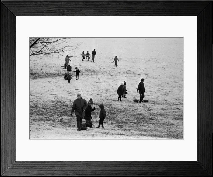 Framed Print : Sledging in Reading. 8th February 1986 Framed Print : Sledging in Reading. 8th February 1986