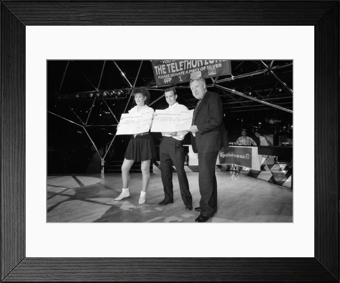 Framed Print : Labour Deputy Leader Roy Hattersley dances the Lambada with champion Jane Mytton