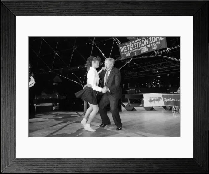 Framed Print : Labour Deputy Leader Roy Hattersley dances the Lambada with champion Jane Mytton Framed Print : Labour Deputy Leader Roy Hattersley dances the Lambada with champion Jane Mytton