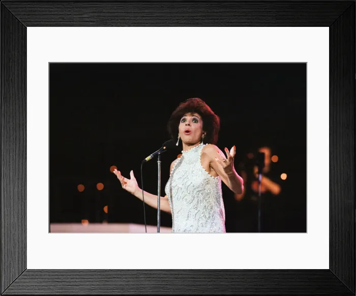 Framed Print : Shirley Bassey performing at the Cor World Choir concert at Cardiff Arms Park Framed Print : Shirley Bassey performing at the Cor World Choir concert at Cardiff Arms Park