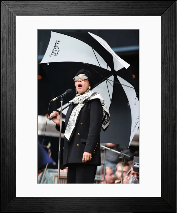 Framed Print : Shirley Bassey performing at the Cor World Choir concert at Cardiff Arms Park Framed Print : Shirley Bassey performing at the Cor World Choir concert at Cardiff Arms Park