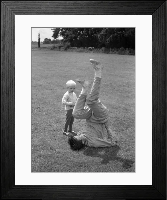 Framed Print : Footballer Bobby Tambling with wife and baby. 25th June 1966 Framed Print : Footballer Bobby Tambling with wife and baby. 25th June 1966