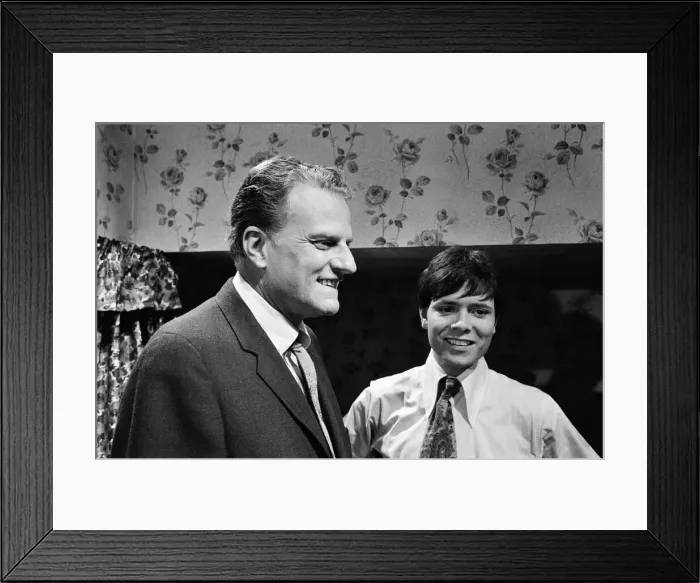 Framed Print : Billy Graham visits Goldhawk Studios, where the film Two a Penny was being made