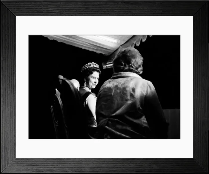 Framed Print : The Queen during her visit to West Germany, pictured watching the Tattoo in the gardens Framed Print : The Queen during her visit to West Germany, pictured watching the Tattoo in the gardens
