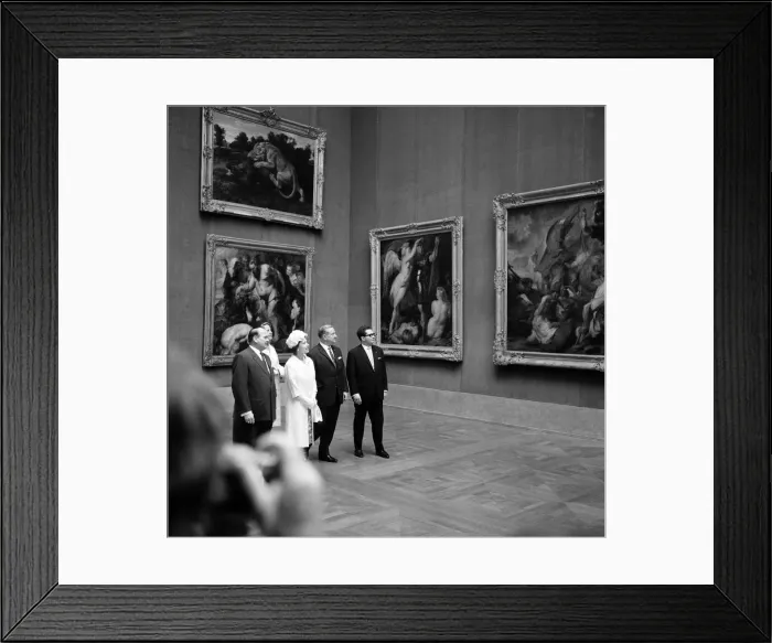 Framed Print : The Queen during her visit to West Germany. Pictured in Munich looking at art in a Framed Print : The Queen during her visit to West Germany. Pictured in Munich looking at art in a