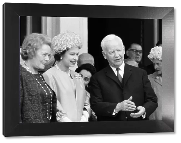 Queen Elizabeth II with president Lubke and Madame Lubke during her visit to his