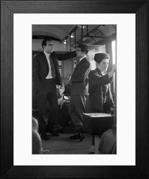 Framed Print : Footballer Terry Venables on his way to work using public transport in London