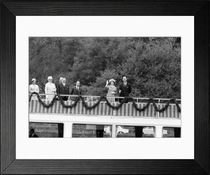 Framed Print : The Queen during her visit to West Germany. Pictured on board a boat travelling up