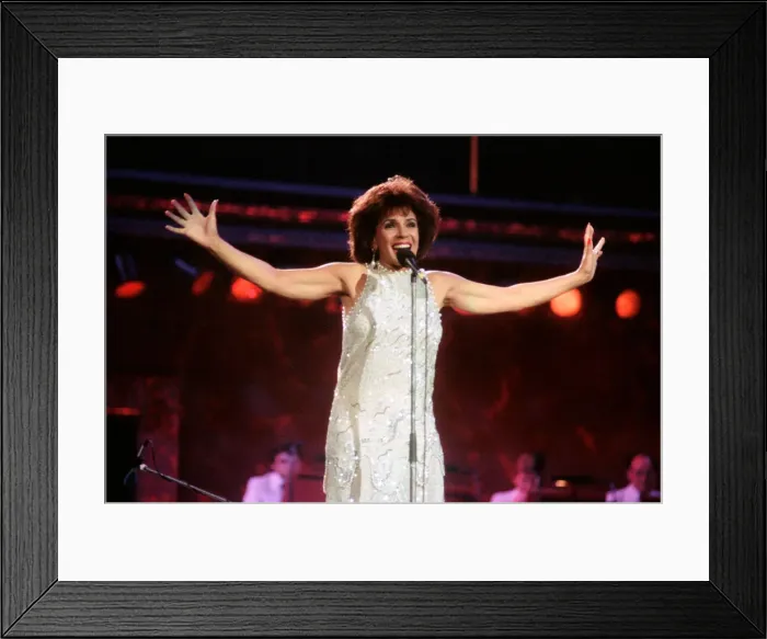 Framed Print : Shirley Bassey performing at the Cor World Choir concert at Cardiff Arms Park Framed Print : Shirley Bassey performing at the Cor World Choir concert at Cardiff Arms Park