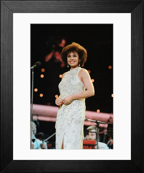 Framed Print : Shirley Bassey performing at the Cor World Choir concert at Cardiff Arms Park