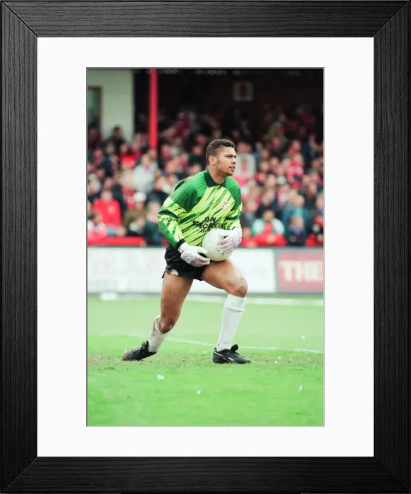 Framed Print : Mark Gayle, Walsall Goalkeeper, in action, v Crewe Alexander, 16th May 1993 Framed Print : Mark Gayle, Walsall Goalkeeper, in action, v Crewe Alexander, 16th May 1993