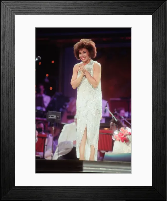 Framed Print : Shirley Bassey performing at the Cor World Choir concert at Cardiff Arms Park Framed Print : Shirley Bassey performing at the Cor World Choir concert at Cardiff Arms Park